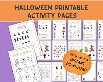 Halloween Activity Pages Printables for Kids, Educative Resources for Preschool & Kindergarten, Home and School, INSTANT DOWNLOAD PDF