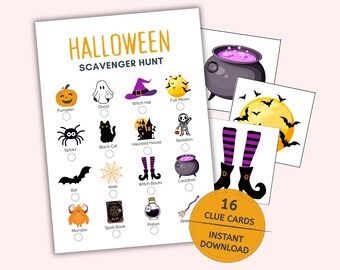 Kids Halloween Scavenger Hunt, Indoor Outdoor Activity, Printable Scavenger Game, Not so Scary Fall Game,  Instant Digital Download