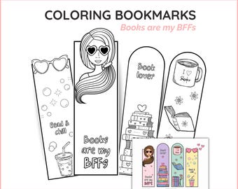 Printable Coloring Bookmarks for Kids and Women, Friend Bookmark, DIY Craft for home, school, party activity, homeschool (Instant Download)