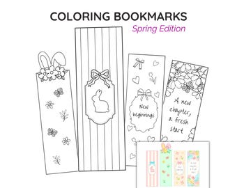 Printable Coloring Bookmarks, Spring Craft, Seasonal coloring for stress relief, fun and relaxing colouring sheet  (Instant Download)