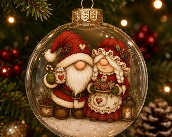 Mr & Mrs Claus Gnome PNG | Cozy Christmas Couple | Cottagecore Santa Gnomes | 4500x4500 Transparent PNG