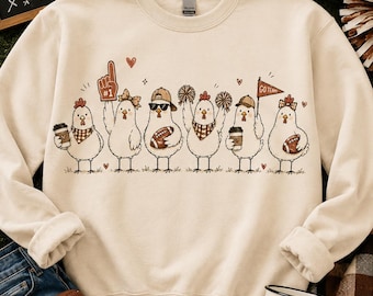 Football Chickens PNG, Game Day Farmhouse Design (Digital Download)