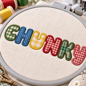 Chunky Applique Alphabet Embroidery Design, Rounded Bubble Letter BX Font Embroidery File, Monogram Machine File, Instant Download