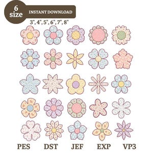Paket med broderidesigner med blomapplikationer, Paket med broderidesigner med blomapplikationer, Blommor för sommar och vår