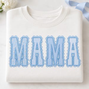 Motif de broderie appliqué dentelle « Mama », fichier de broderie lettres satinées patchwork dentelle festonnée, fichier machine pour broderie « Boutique Mom », téléchargement instantané