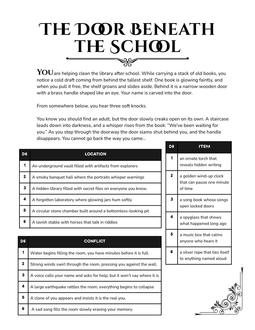 The Door Beneath the School: Printable Mystery Writing Activity (grades ...