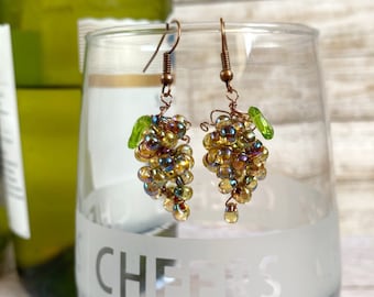 Bunch of Grapes Earrings, Prosecco Party, Champagne Lover, Chardonnay, Girls Night In or Out, Hen Night Earrings