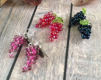 Grape Earrings, Bunch of Grapes, Grapevines, Fun Fall Jewellery, Unique Gift Idea for Girlfriend, Bestie, Wine Lover, Mommy's Special Drink