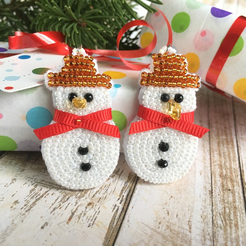 Snowman Christmas Earrings, Novelty Holiday Jewellery, Fun Festive Wear