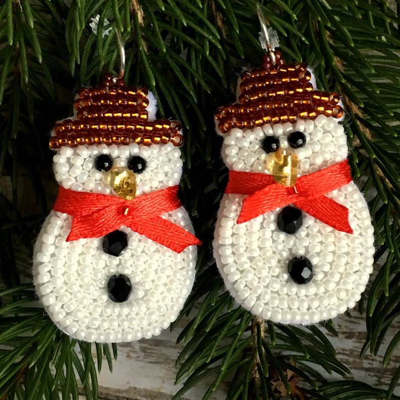 Snowman Christmas Earrings Novelty Holiday Jewellery Fun Etsy