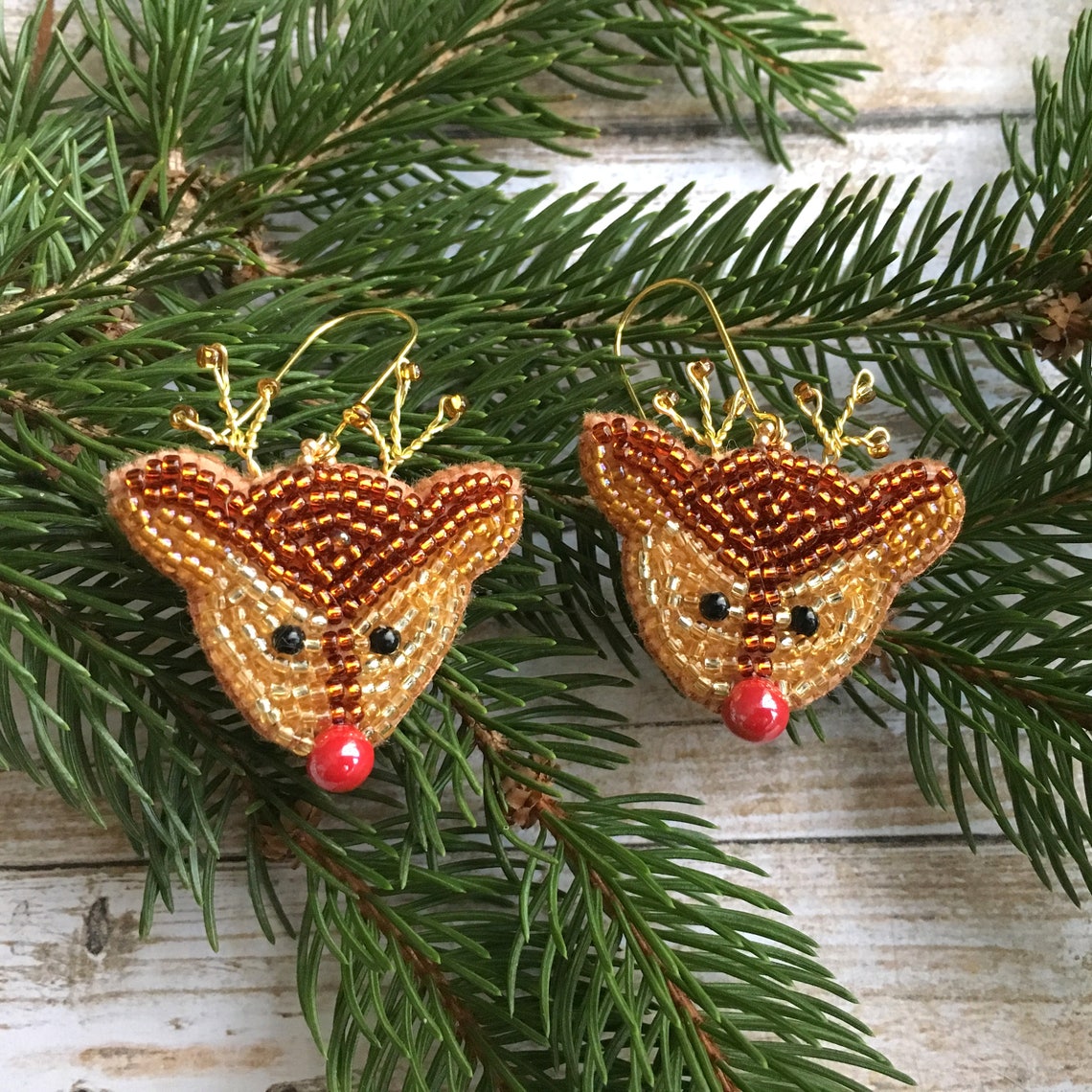 Rudolph Christmas Earrings Red Nosed Reindeer Novelty Holiday Etsy
