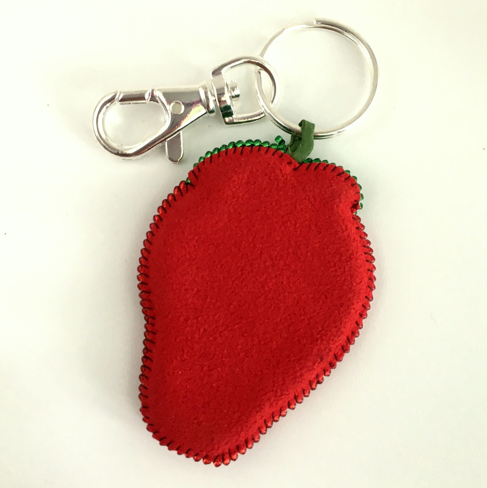 Beaded Strawberry Keychain or Pendant Hand Embroidered Summer Etsy