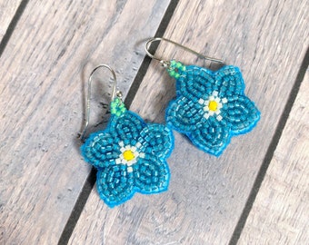 Forget Me Not Earrings, Blue Flower Earrings, Gift for Spring, for Mother's Day, for Easter, Sterling Silver Ear Hooks