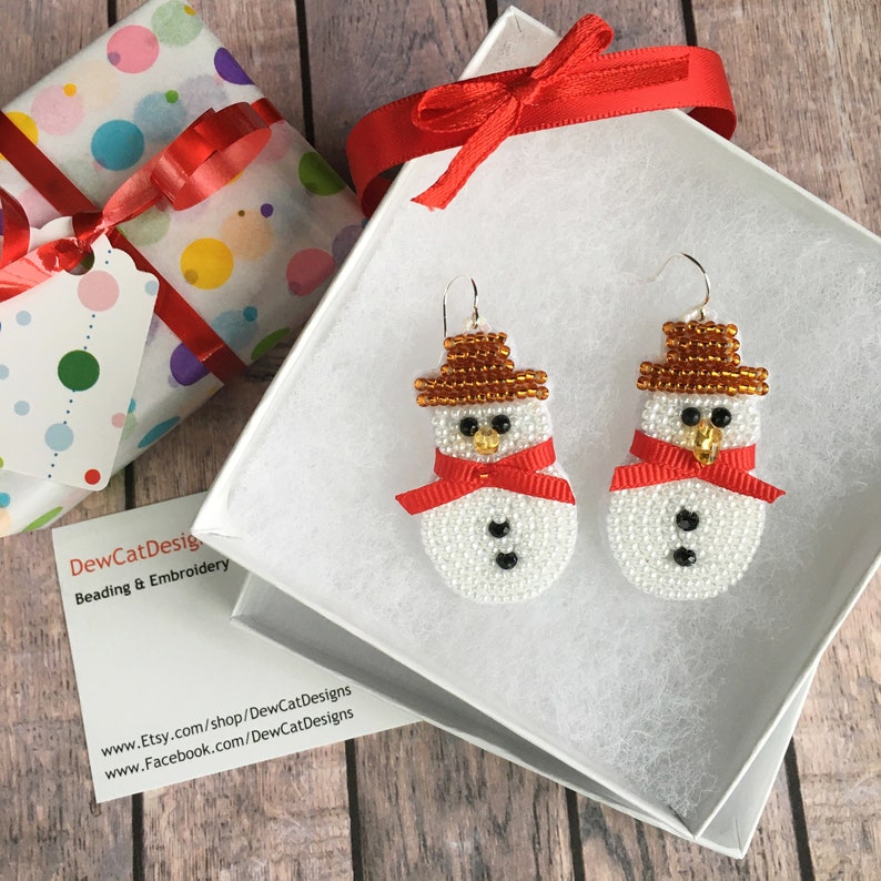 Snowman Christmas Earrings, Novelty Holiday Jewellery, Fun Festive Wear