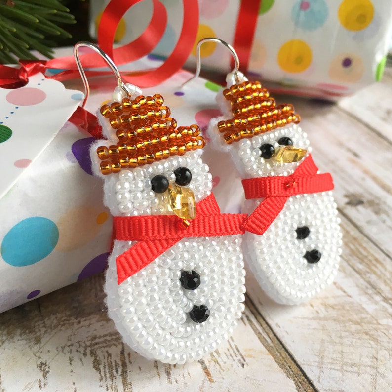 Snowman Christmas Earrings, Novelty Holiday Jewellery, Fun Festive Wear