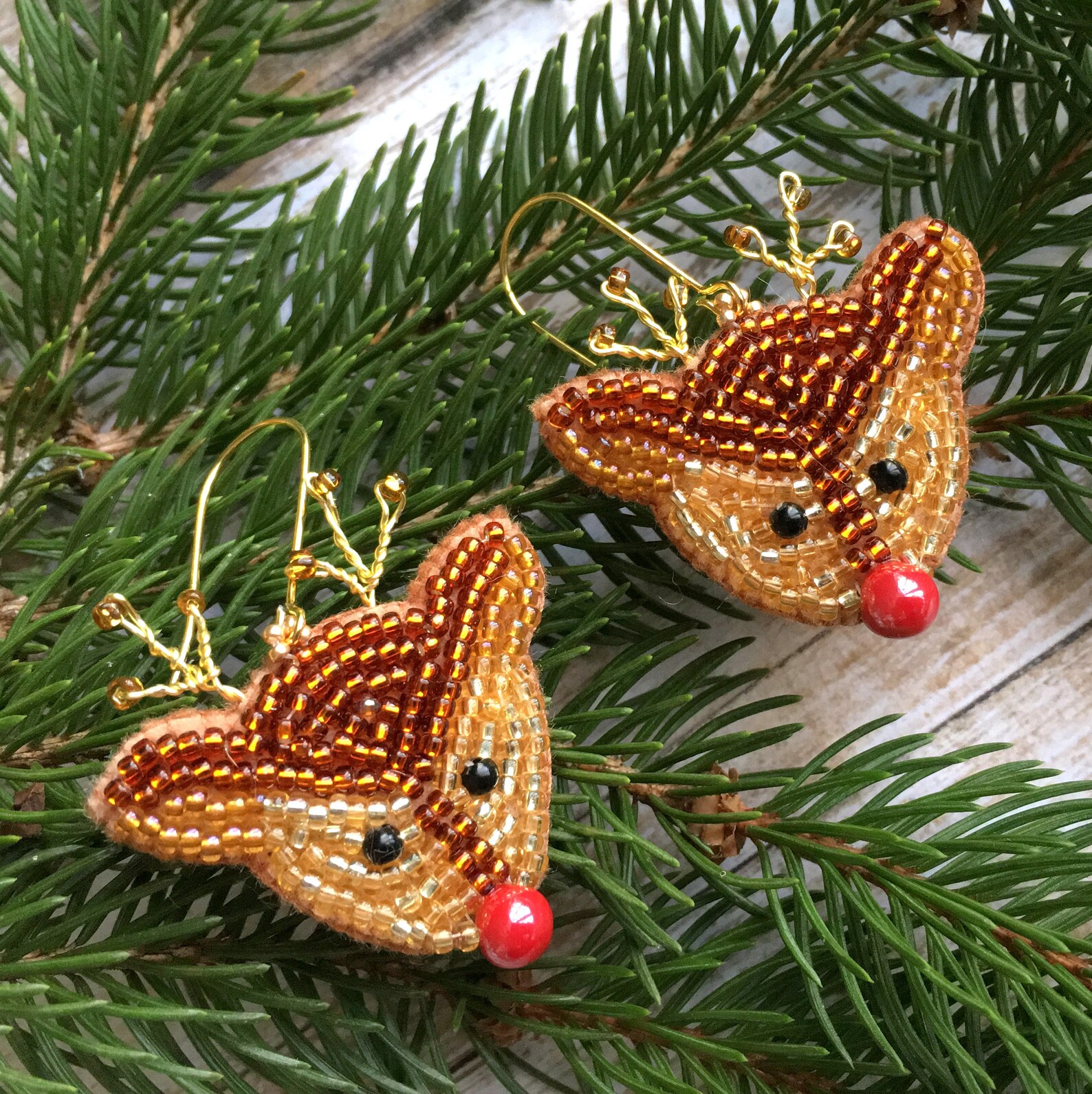 Rudolph Christmas Earrings Red Nosed Reindeer Novelty Holiday Etsy