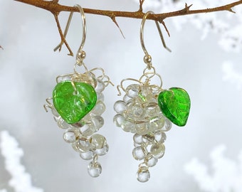 Ice Wine Grape Earrings, Eiswein, Party Night, Crystal White, Frozen Grapes, Christmas Jewellery