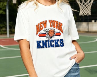 Women's Vintage New York Knicks T-Shirt, Retro NY Knicks Basketball Graphic Tee, Female Sports Fan Game Day Casual Short Sleeve Top