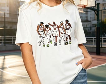 Karl-Anthony Towns Jalen Brunson New York Basketball T-Shirt, Knicks 5 Players Illustrated Fan Tee, Sports Supporter Casual Streetwear Top