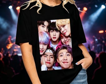 BTS 24 Graphic T-Shirt, Bangtan Boys Group Portrait Tee, Kpop ARMY Fan Casual Unisex Shirt, Concert Fan Gift Top