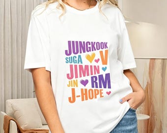 New Tshirts for Bangtan Boys Women Sleeve Member Name Letter Printed T-Shirt Merchandise for Kpop Merch