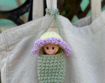Sonny Angel Tote Bag Flower Pouch Sonny Angel Car Hanger Crochet Flower Bag Charm Flower Crochet Car Accessory Trinket Holder