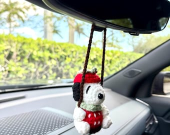 Crochet handmade snoopy strawberry car hanger - car accessories