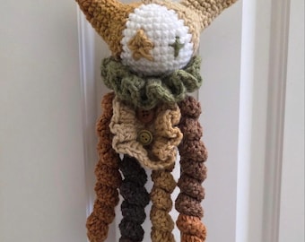 Handmade Crochet Clown Plush | Whimsical Hanging Doll, Cottagecore Decor, Clowncore Style