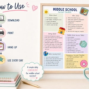 Middle School Survival Checklist: Student Organization, Routine, ADHD Help (PDF Download) image 14