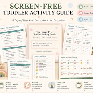 Screen-Free Toddler, Low Prep Activities, Busy Mom Printable, Toddler Activity Calendar, Quiet Time Games, Independent Play Guide, Preschool