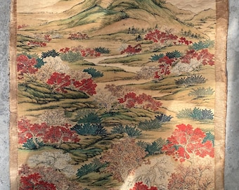 Chinese Landscape Scroll Autumn Mountain Red Tree Art Print
