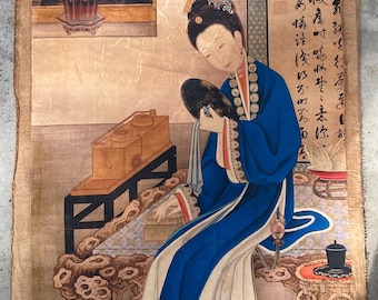 Antike Stil Qing Dynastie Lady Rollbild Chinesische Schönheit Wandkunst