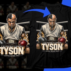Boxing T-Shirt Design: Mike Tyson Everlast "The Evolution Of A Champion" Design Shirt Sublimation (PNG Digital Download)