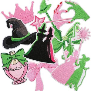10pcs Magic Witch Embroidered Patches, Pink Green Appliques for Clothes, Hats, Bags (Iron-On/Sew-On)