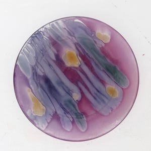 10 Arcoroc France Salad Plates Set Watercolor Marbled Pink Vintage MCM Tempered Glass