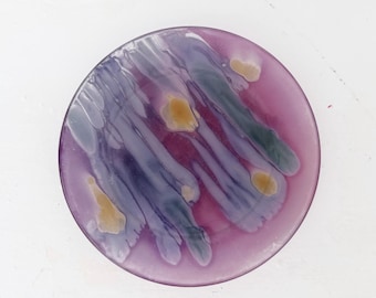 10 Arcoroc France Salad Plates Set Watercolor Marbled Pink Vintage MCM Tempered Glass