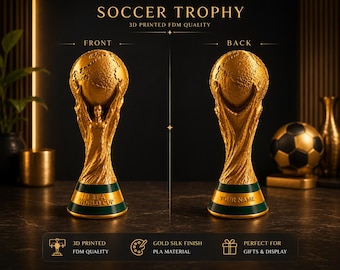 Custom Soccer Trophy - Personalized Name Trophy - 3D Printed Sports Award - Fan Display Piece