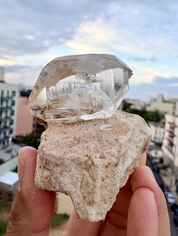 Himalayan Quartz Crystal on Matrix | Rainbow Inclusion | Raw Mineral Specimen