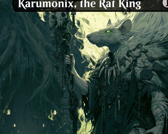 Karumonix der Rattenkönig MTG Proxy Karte | Ratte Tribal Kommandant | Benutzerdefinierte Kunst Magie Karte | Phyrexianische Ratte | EDH Einfarbig