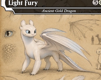 Light Fury Antiker Gold Drache MTG Proxy | Drachenzähmen leicht gemacht benutzerdefinierte magische Karte | Drachen Kommandant Proxy | Light Fury Sammlerstück
