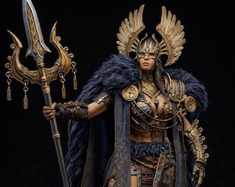 Torwächter STL - Dark Walküre Wächterin Miniatur - 3D Druckbares D&D Boss Modell - Fantasy Krieger Statue - Tabletop RPG Figur - SOLID