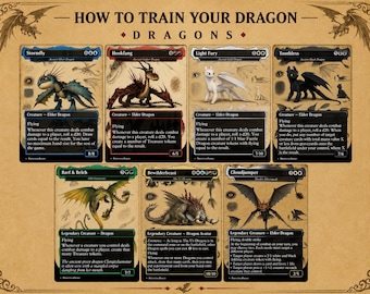 Pacchetto proxy MTG di Dragon Trainer / Sdentato, Furia Luminosa, Mosca della Tempesta, Zanna Uncinata / Carte Magic personalizzate / Mazzo Drago Fantasy