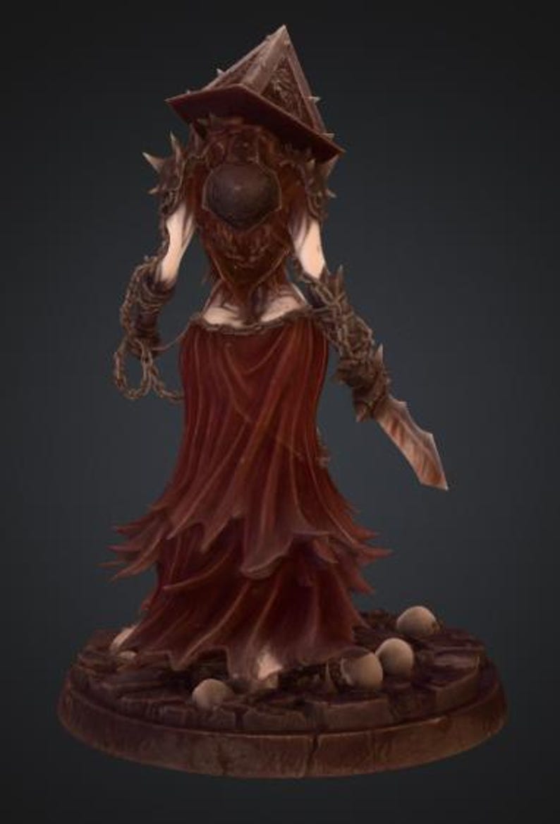 Pyramidal Female Figure Silent Hill Inspired Lady Pyramid Head STL, Busty Female Horror Statue ...