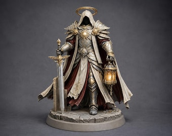 Strahlender Ritter STL, Holy Paladin Miniatur, Angelic Crusader Figur, Fantasy DND RPG Boss, 3D Print Model File