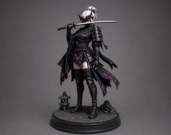 Masked Female Ninja Assassin Samurai STL File | Fantasy Female Warrior 3D Print | Katana Samurai Statue | Resin Miniature Model SOLID Piece