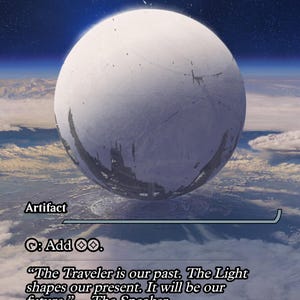 May include: A rectangular game card titled Sol Ring featuring a large white spherical object hovering above a cloud-covered planet. The card includes the text Artifact, the mana symbol, and a quote by The Speaker about The Traveler and The Light.
