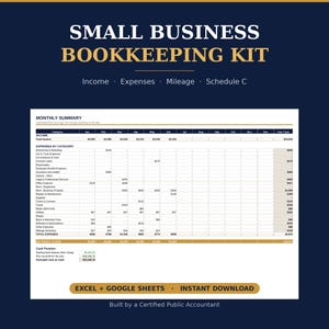 Hoja de cálculo de contabilidad para pequeñas empresas / Seguimiento de ingresos y gastos en Excel y Google Sheets / Plantilla de impuestos Anexo C / Trabajadores autónomos
