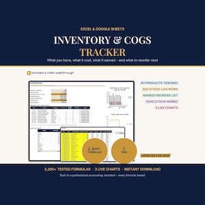 Small Business Inventory and COGS Tracker | Excel and Google Sheets Template (Digital Download)