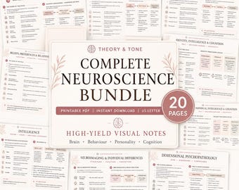 Neuroscience Information Bundle, Brain Behaviour Cognition Exam Review (PDF Download)