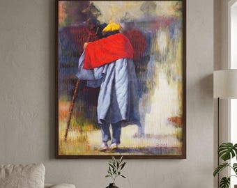 Pintura vintage, pintura al pastel de danza de máscaras coreanas, lámina de arte folclórico tradicional (descarga digital)